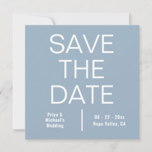 Modern Dusty Blue Square Minimalist Save The Date