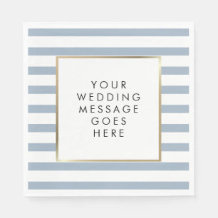 Modern Dusty Blue Striped Wedding Napkin