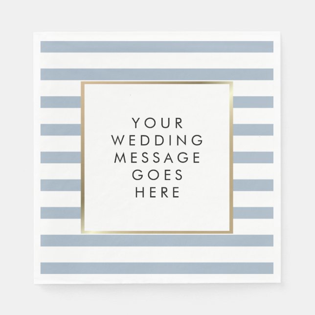Modern Dusty Blue Striped Wedding Napkin (Front)