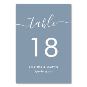 Modern Dusty Blue Table Number Card