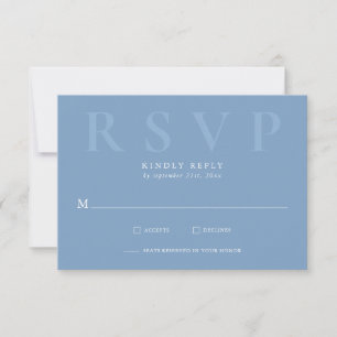 Modern Dusty Blue Typography Wedding RSVP Cards
