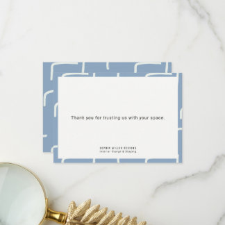 Modern Dusty Blue Urban Geometric Pattern Thank You Card