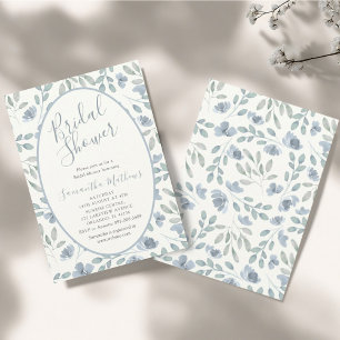 Modern Dusty Blue Watercolor Bridal Shower Invitation