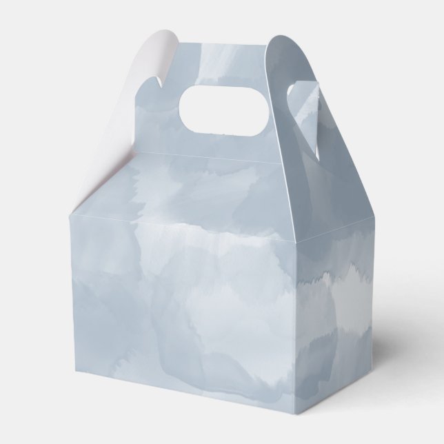 Modern Dusty Blue Watercolor Brush Strokes Favour Box (Front Side)