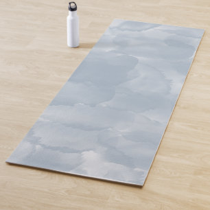 Modern Dusty Blue Watercolor Brush Strokes Yoga Mat