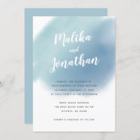Modern Dusty Blue Watercolor Ombre Wedding