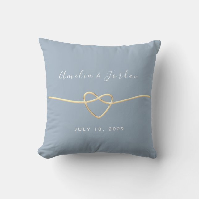 Modern Dusty Blue Wedding Gift Cushion (Front)