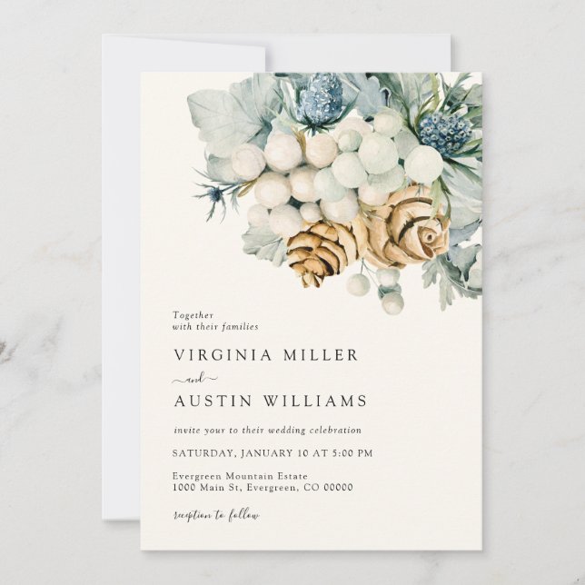 Modern Dusty Blue Wedding Invitation (Front)