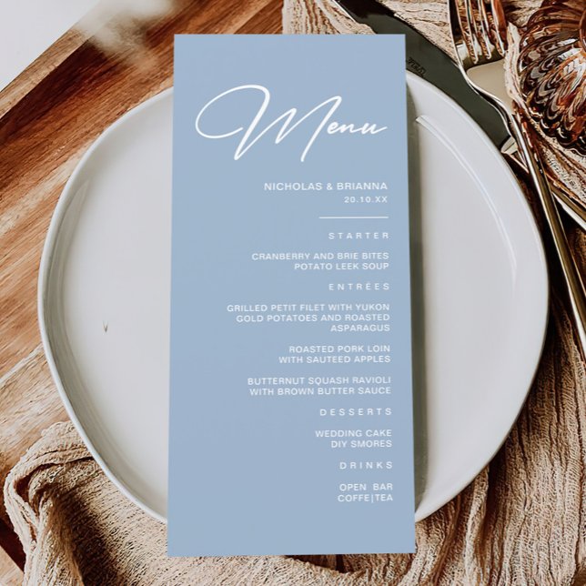 Modern Dusty Blue Wedding  Menu (Creator Uploaded)