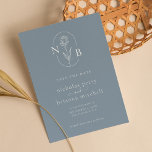 Modern Dusty Blue Wedding Monogram Minimalist Save The Date<br><div class="desc">Modern Dusty Blue Wedding Monogram Minimalist Budget Save the Date. (monogram vector designed by pikisuperstar)</div>
