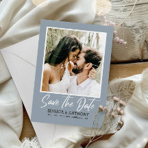 Modern Dusty Blue Wedding | QR Code Save the Date