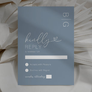 Modern Dusty Blue Wedding RSVP Card