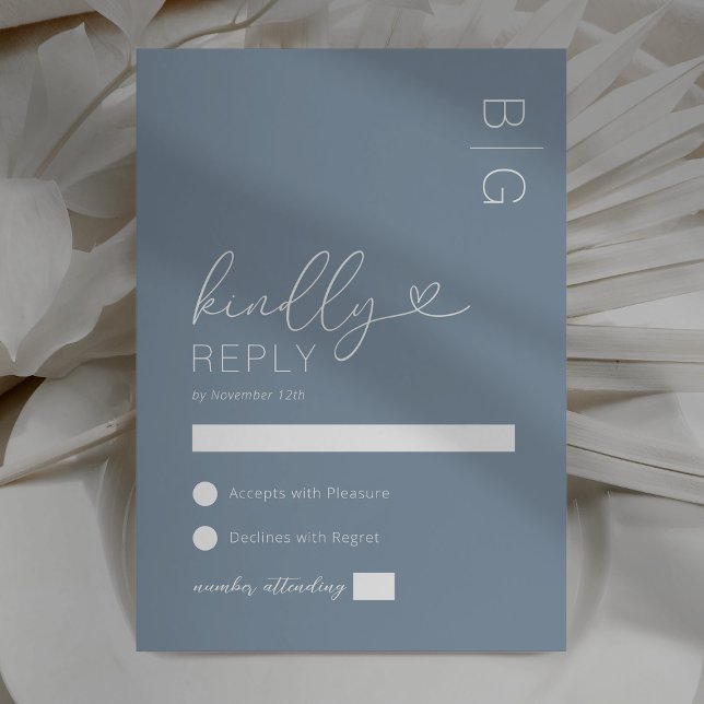 Modern Dusty Blue Wedding RSVP Card (Creator Uploaded)