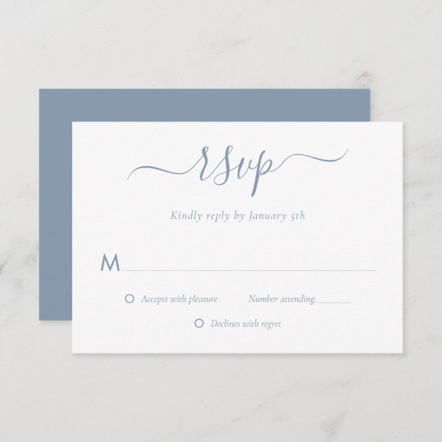 Modern Dusty Blue Wedding RSVP Cards (Front/Back)