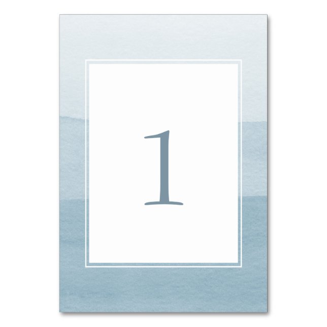 Modern Dusty Blue Wedding Table Number (Front)