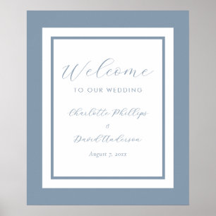 Modern Dusty Blue Wedding Welcome Sign