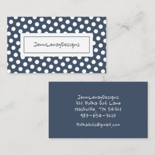 Modern Dusty Blue White Polka Dots Pattern Chic Business Card