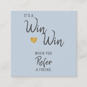 Modern Dusty Blue Win Win Refer a Friend Referral Card