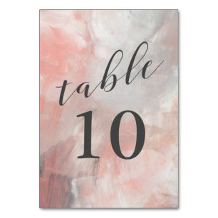 Modern Dusty Coral Abstract Brushstrokes Wedding Table Number