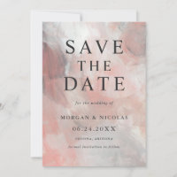 Modern Dusty Coral Abstract Photo Save the Date