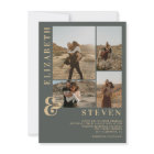 Modern dusty green ampersand 5 photo grid wedding