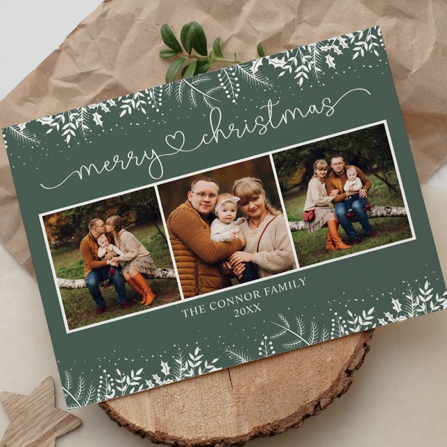 Modern Dusty Green Calligraphy Merry Christmas  Postcard (Creator Uploaded)