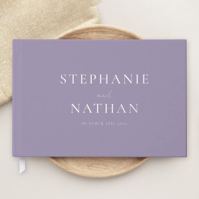 Modern Dusty Lavender Minimalist Wedding Silver Guest Book (Creator Uploaded)