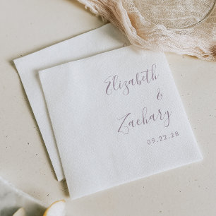 Modern Dusty Lavender Script Wedding Napkin