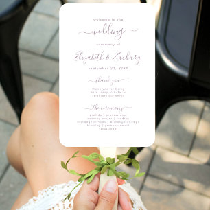 Modern Dusty Lavender Script Wedding Program Hand Fan