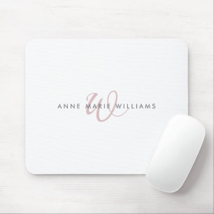 Modern Dusty Lilac Script Monogram Mouse Pad