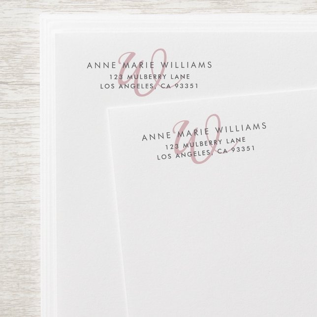 Modern Dusty Lilac Script Monogram Return Address Envelope (Creator Uploaded)