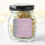 Modern Dusty Lilac Silver Glitter Edge Wedding Square Sticker<br><div class="desc">This elegant modern wedding sticker features a faux silver glitter design on the left edge. Easily customise the white text on a dusty lilac background,  with the names of the bride and groom in handwriting calligraphy over a large ampersand.</div>