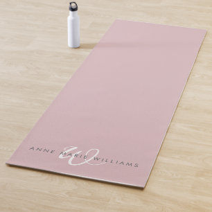 Modern Dusty Lilac White Script Monogram Yoga Mat