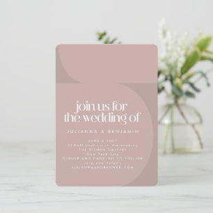 Modern Dusty Mauve Geometric All in One Wedding Invitation