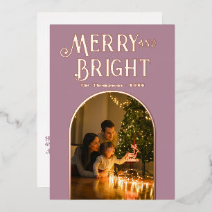 Modern Dusty Mauve & Rose Gold Christmas Photo