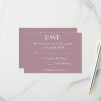 Modern Dusty Mauve Wedding RSVP Invitation Card