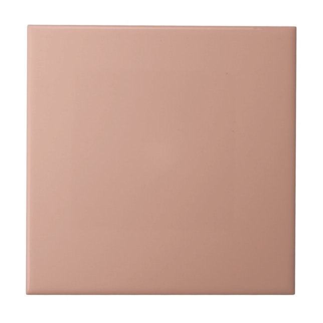 Modern Dusty Peach Pink Plain Solid Colour Tile (Front)