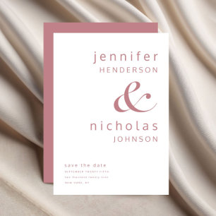 Modern Dusty Pink Ampersand Typography Wedding Save The Date
