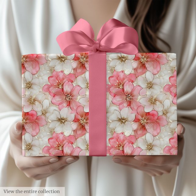 Modern dusty pink and gold birthday gift wrap (Modern dusty pink and gold birthday gift wrap)