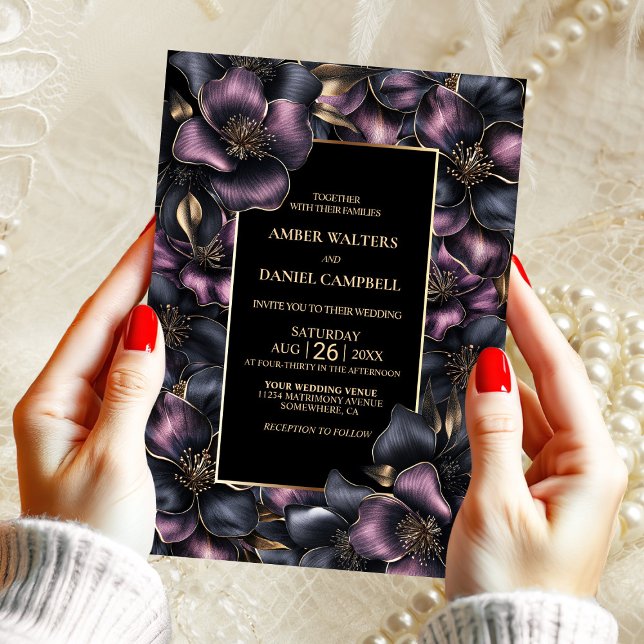 Modern Dusty Pink and Grey Floral Wedding Invitation (Creator Uploaded)