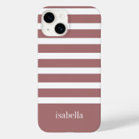 Modern Dusty Pink and White Stripe with Monogram 