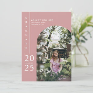 Modern Dusty Pink Arch Photo Graduation Party Invitation