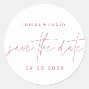 Modern Dusty Pink Blush Casual Fun Engaged Wedding Classic Round Sticker