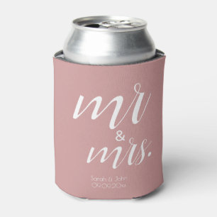Modern Dusty Pink Bold Mr & Mrs Wedding Favours  Can Cooler
