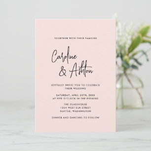 Modern dusty pink bold names wedding invitatio save the date