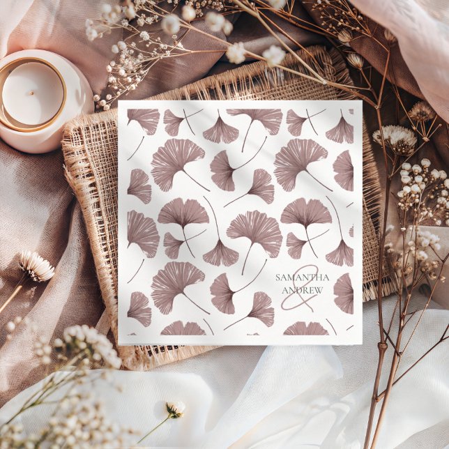 Modern Dusty Pink Ginkgo Foliage Pattern  Napkin (Creator Uploaded)
