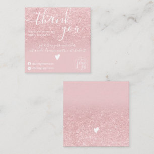 Modern dusty pink glitter ombre order thank you square business card