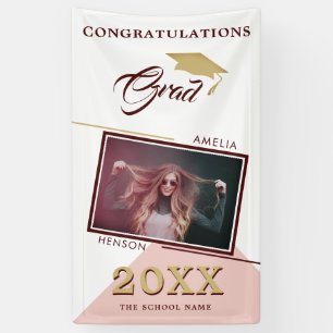 Modern Dusty Pink Graduate Photo Graduation Party Banner