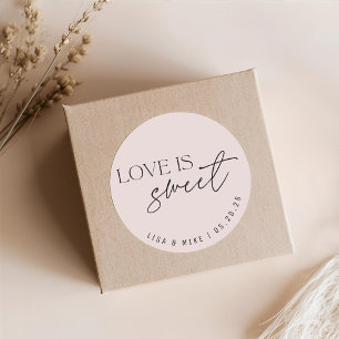 Modern Dusty Pink Love is Sweet Wedding Favour Classic Round Sticker
