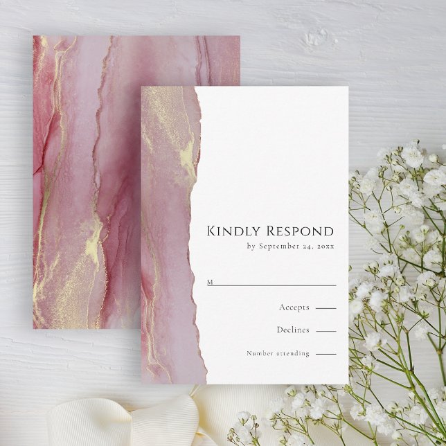 Modern Dusty Pink Mauve RSVP Wedding Response Card (Creator Uploaded)